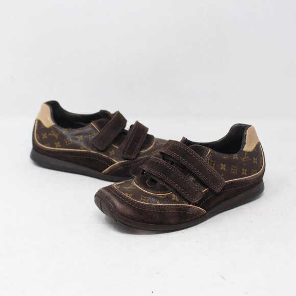 Louis Vuitton #HPDNH3 Kids Low Top Monogram Sneakers Size 27 - Picture 1 of 9